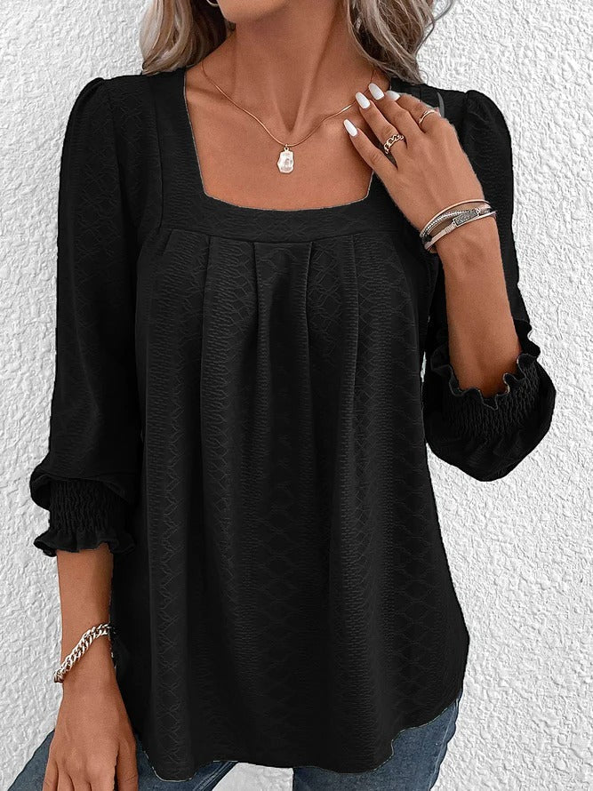 Nicole | Blouse décontractée en coton avec col en V