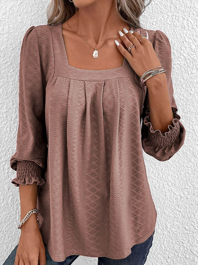 Nicole | Blouse décontractée en coton avec col en V