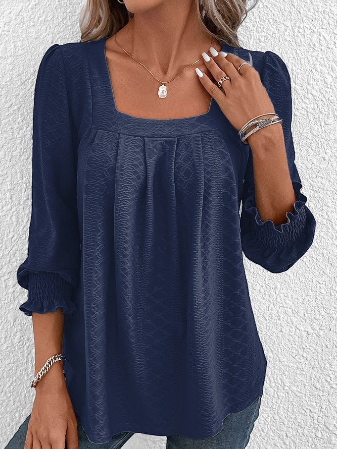 Nicole | Blouse décontractée en coton avec col en V