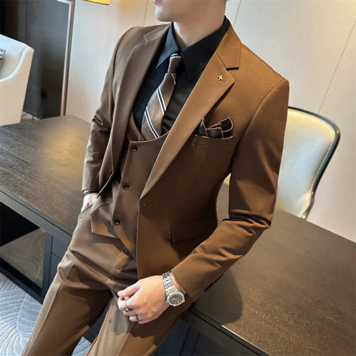 Elegante Set di Abiti da Matrimonio in 3 Parti | Abiti da Cerimonia Uomo 3