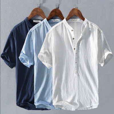 Ethan Men's Linen Shirt - Lightweight Breathable, Short Sleeve-4