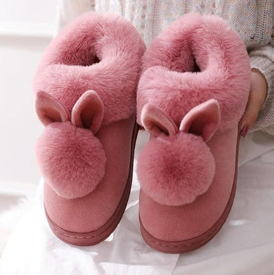 Malvina | Pantofole Invernali in Peluche con Motivo di Coniglio e Pompon
