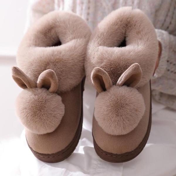 Malvina | Pantofole Invernali in Peluche con Motivo di Coniglio e Pompon
