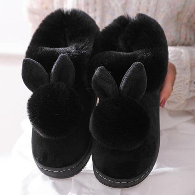 Malvina | Pantofole Invernali in Peluche con Motivo di Coniglio e Pompon