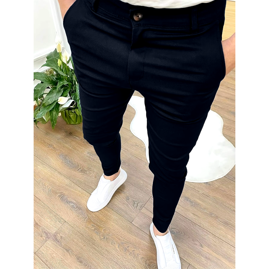 Elegante | Pantaloni da Business Uomo Classici in Tessuto Elastico-3