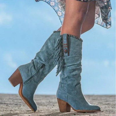 Stivali Cowboy Donna Retrò | Stivali da Cowboy Eleganti in Pelle Sintetica Nero 5