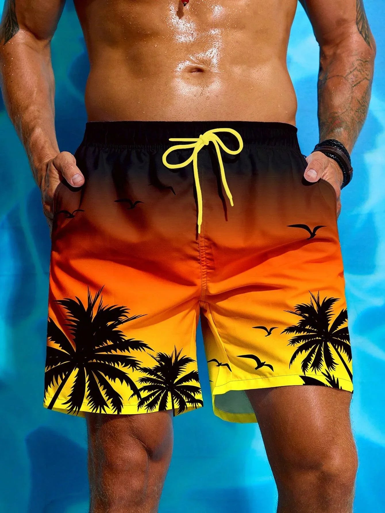 Palma | Pantaloncini Mare Uomo con Stampa Tropicale 3