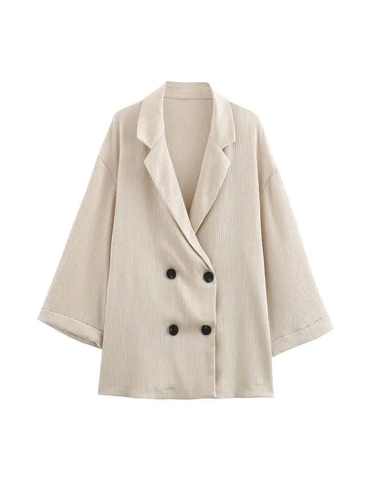 Blazer Doppio Petto Donna | Set Pantaloni Casual Elegante-3