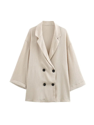 Blazer Doppio Petto Donna | Set Pantaloni Casual Elegante-3