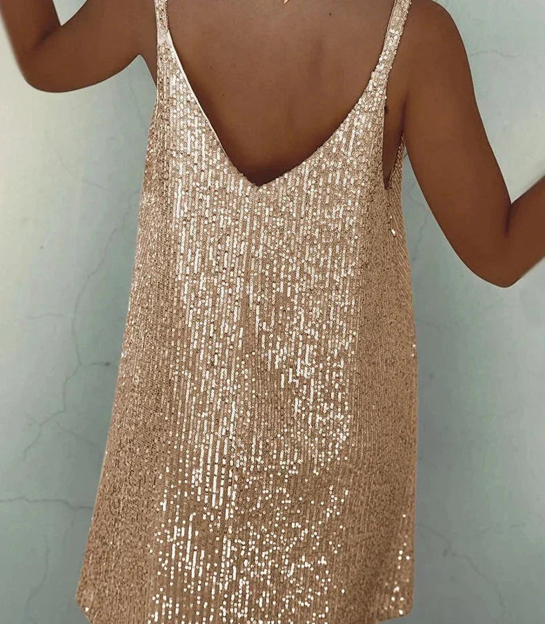 Helena | Abito Cerimonia Donna Glitter Champagne Elegante 3