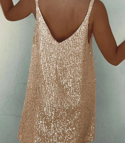 Helena | Abito Cerimonia Donna Glitter Champagne Elegante 3
