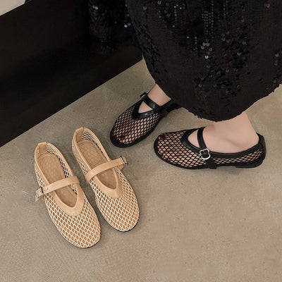 Rosa | Scarpe Mary Jane Estive Eleganti con Punta Rotonda e Fibbie Dritte-2