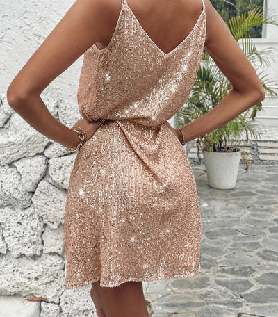 Helena | Abito Cerimonia Donna Glitter Champagne Elegante 4