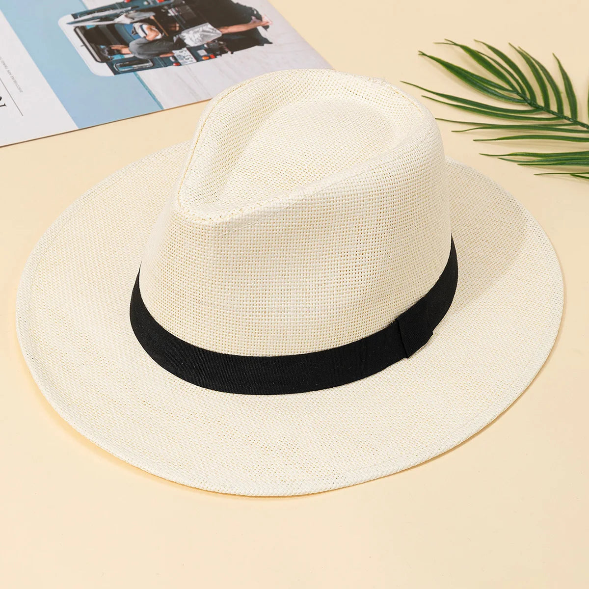 Variant image for Cappello Panama | Cappello da Sole Elegante in Paglia con Tesa Larga per Estate e Spiaggia-3
