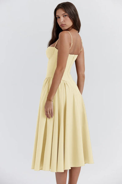 Emma | Midi-Kleid ohne Ärmel mit Korsett-Schnitt