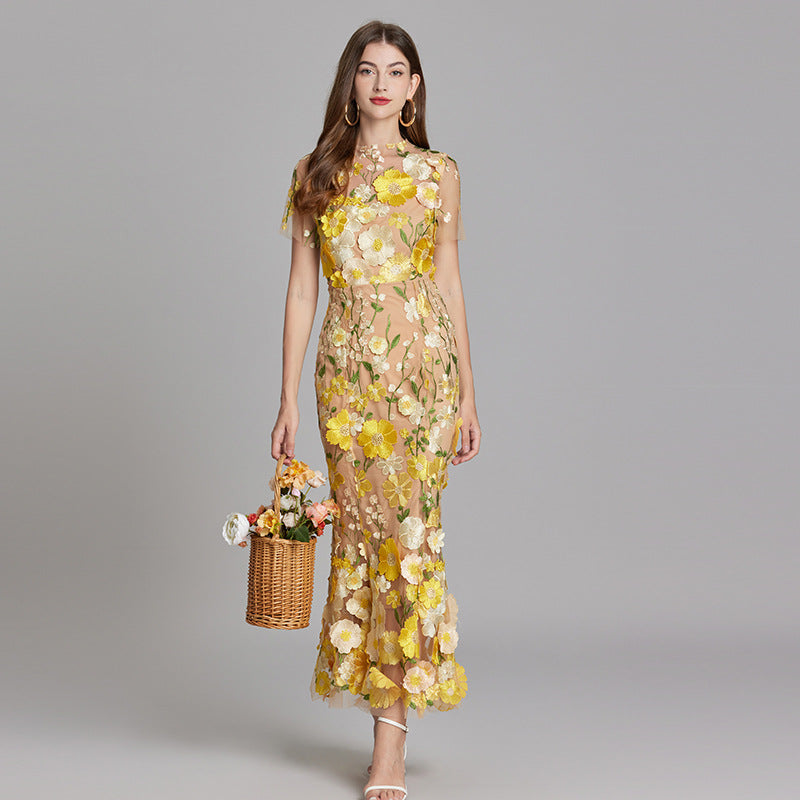 Elegante | Abito Maxi Senza Maniche con Ricamo per Cerimonie e Eventi 1