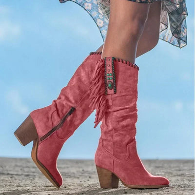 Stivali Cowboy Donna Retrò | Stivali da Cowboy Eleganti in Pelle Sintetica Nero 1