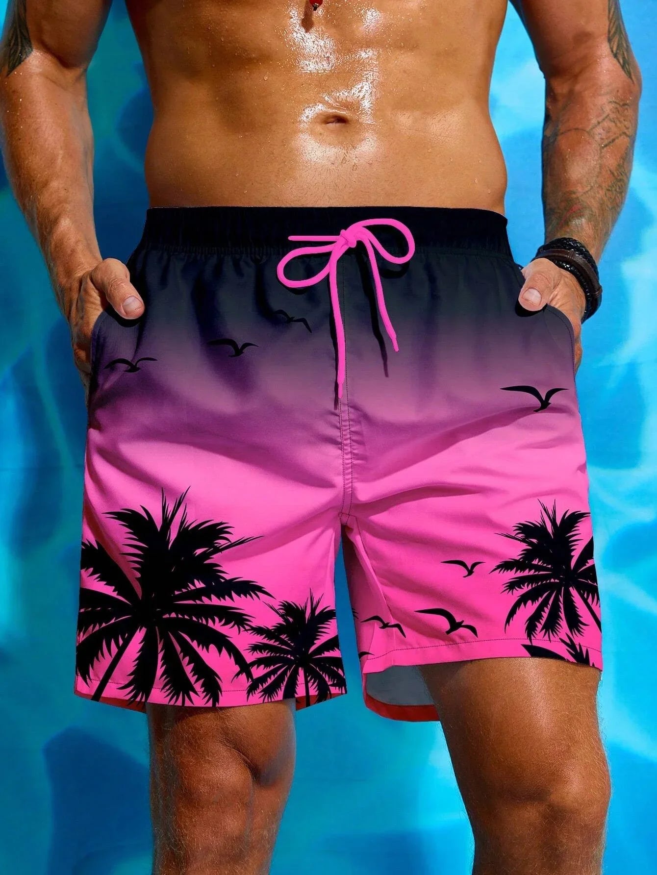 Palma | Pantaloncini Mare Uomo con Stampa Tropicale 5