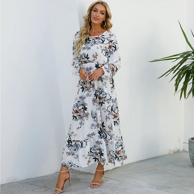Variant image for Sole | Abito Donna Maxi Bohémien Floreale in Chiffon con Maniche Lunghe-32