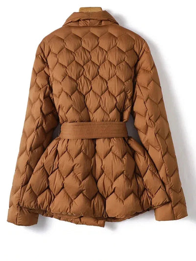 Darya | Elegante cappotto in piuma con cintura