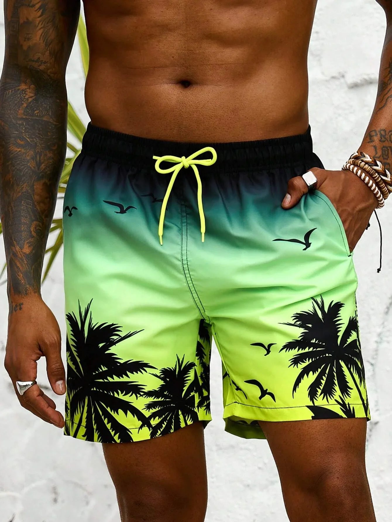 Palma | Pantaloncini Mare Uomo con Stampa Tropicale 4