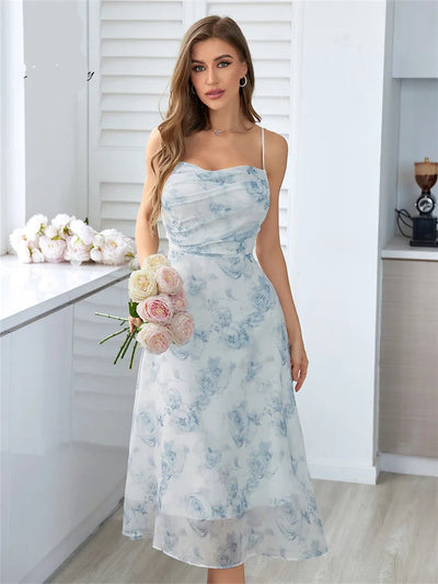 Dalia | Abito Estivo Floreale Senza Schiena per Donna-5