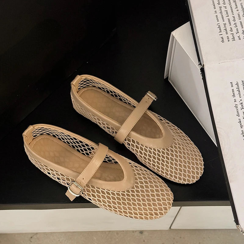Rosa | Scarpe Mary Jane Estive Eleganti con Punta Rotonda e Fibbie Dritte-4