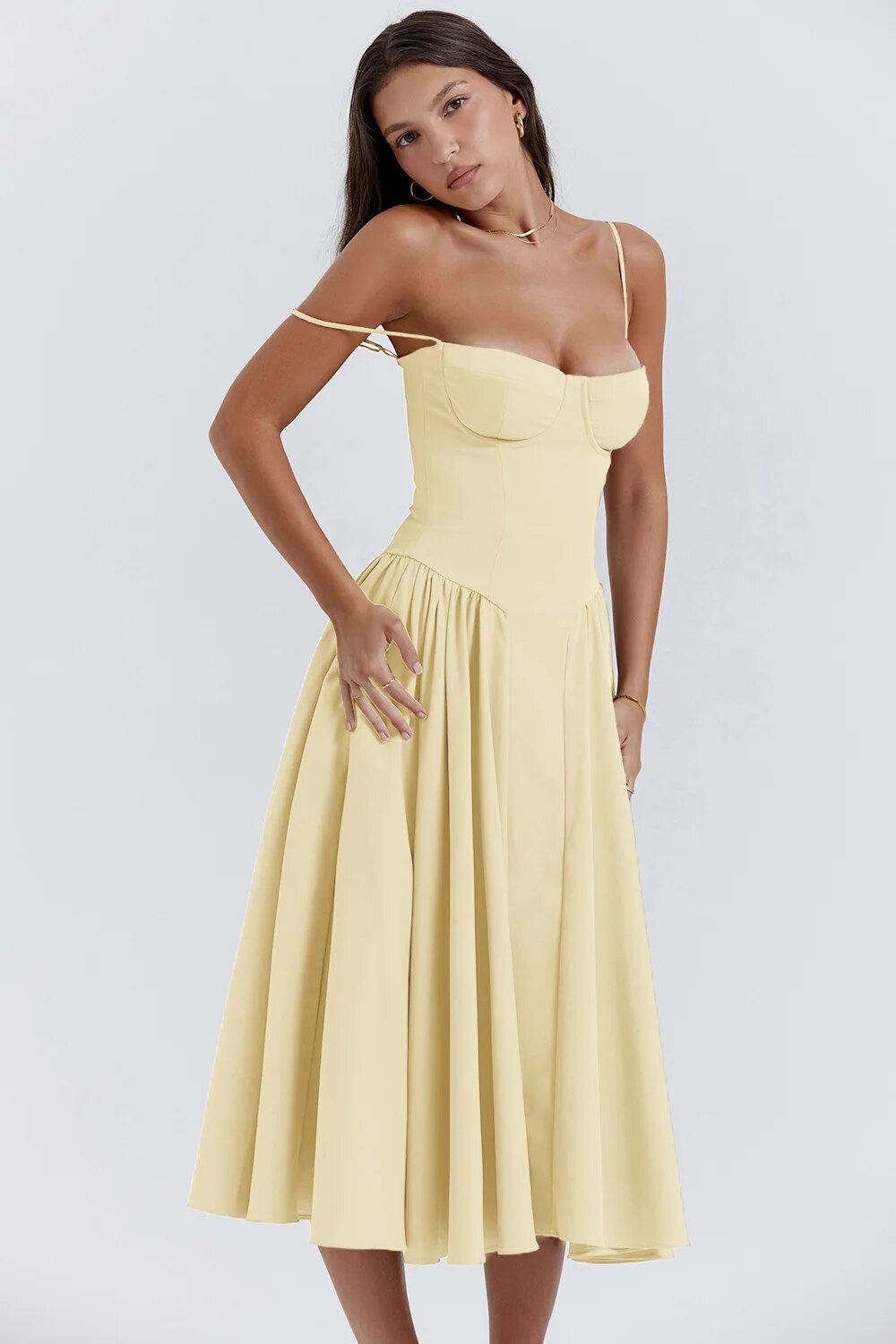 Emma | Midi-Kleid ohne Ärmel mit Korsett-Schnitt
