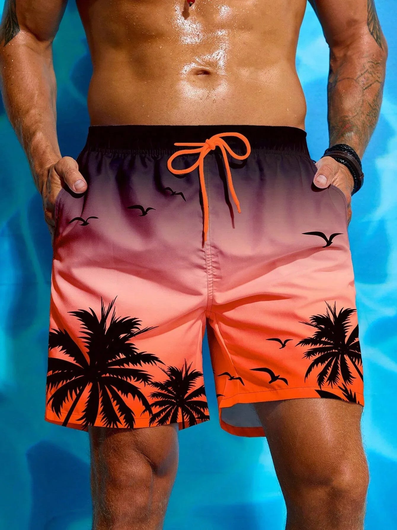 Palma | Pantaloncini Mare Uomo con Stampa Tropicale 1