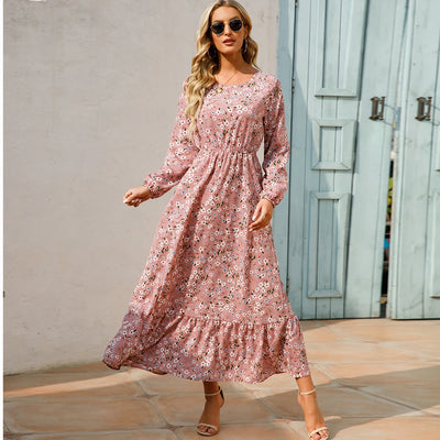 Variant image for Sole | Abito Donna Maxi Bohémien Floreale in Chiffon con Maniche Lunghe-4