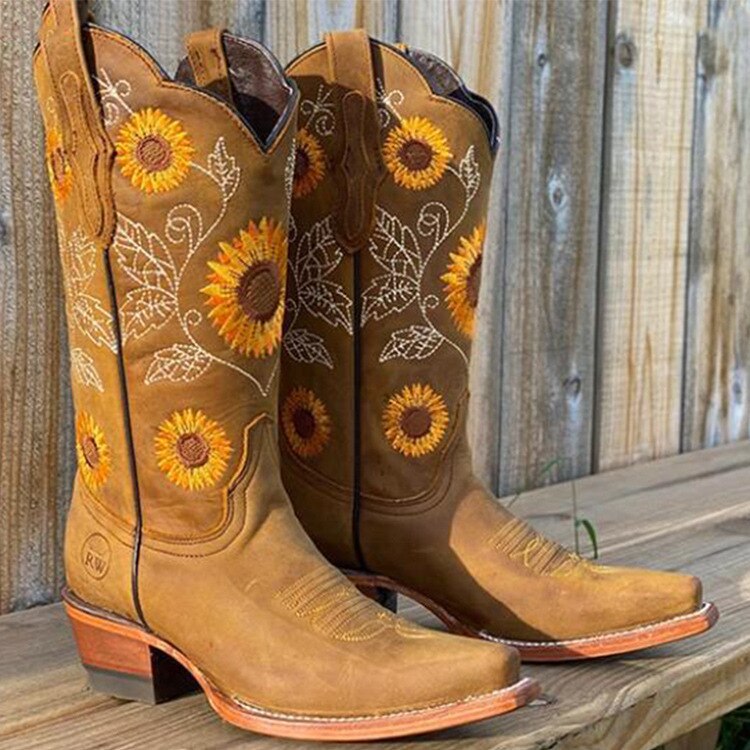Fiori | Stivali Cowboy Donna Eleganti con Ricami e Suola Durevole 1
