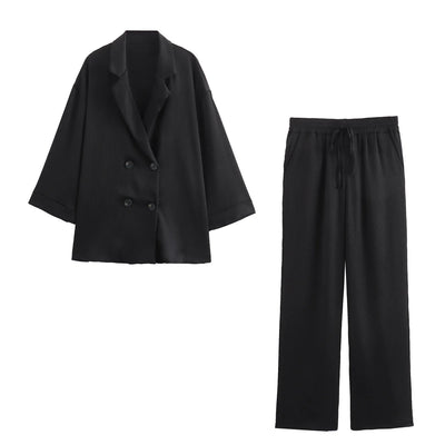 Variant image for Blazer Doppio Petto Donna | Set Pantaloni Casual Elegante-2