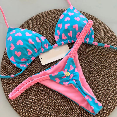 Sole | Bikini Sexy G-String da Donna in Tessuto di Seta di Latte-1