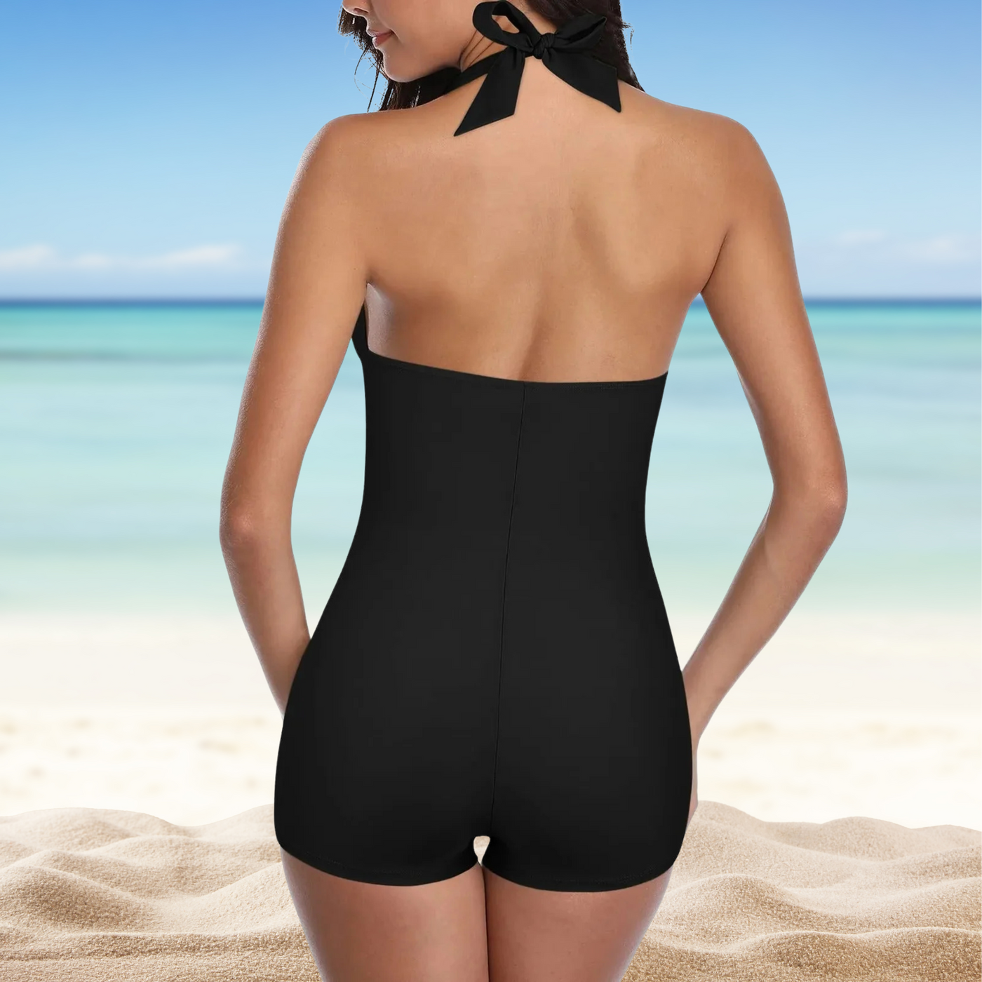 Sabrina | Stile femminile con costume da bagno con look arruffato