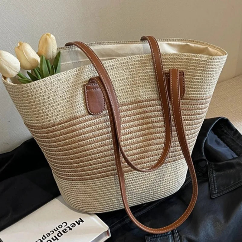 Sacca Sole | Borsa di Paglia Mare Spaziosa e Elegante per Spiaggia-1