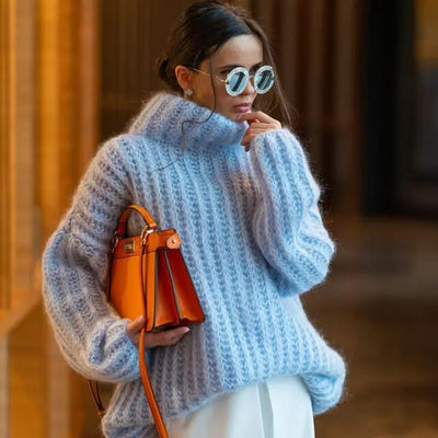 Sandra | Elegante maglione a collo alto in maglia grossa
