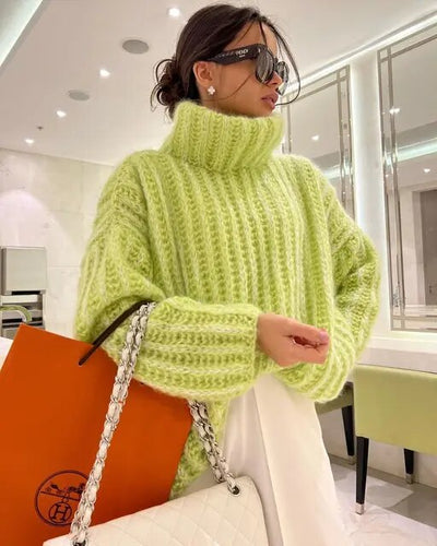 Sandra | Elegante maglione a collo alto in maglia grossa