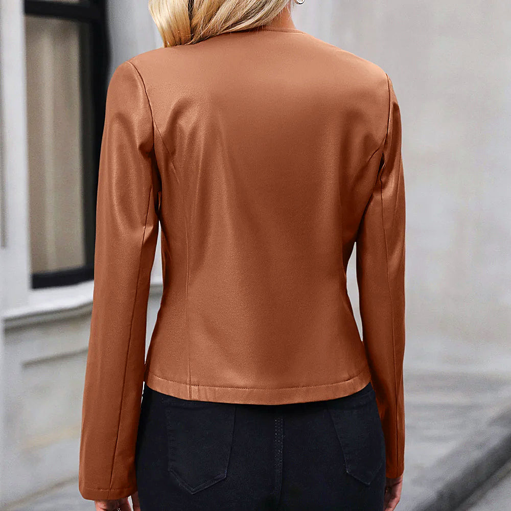 Sandra | Giacca biker alla moda con scollo tondo