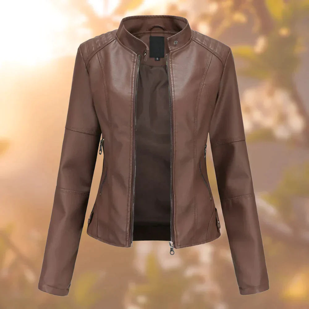 Sara | Giacca biker slim in similpelle