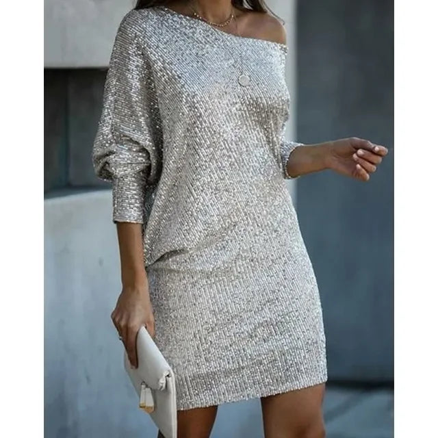 Sara | Mini Kleid glamourös mit freiliegenden Schultern