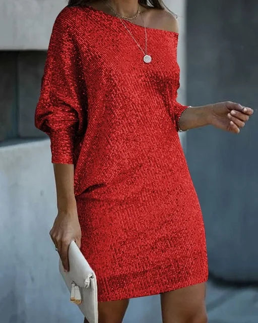 Sara | Mini Kleid glamourös mit freiliegenden Schultern
