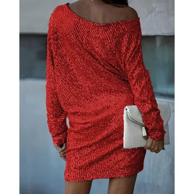 Sara | Mini Kleid glamourös mit freiliegenden Schultern