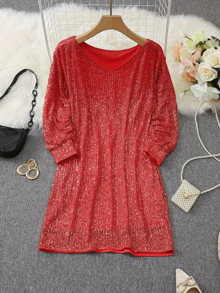 Sara | Mini Kleid glamourös mit freiliegenden Schultern