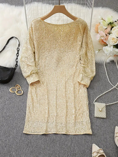 Sara | Mini Kleid glamourös mit freiliegenden Schultern