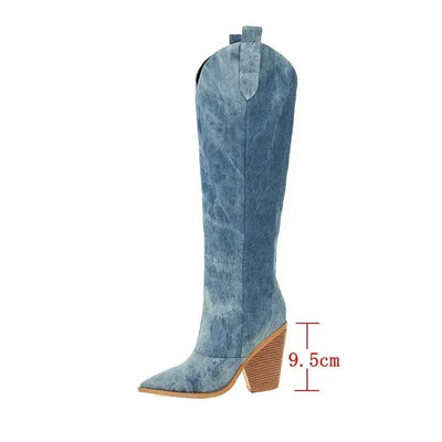 Sarah | Stivali blu sopra il ginocchio alla moda