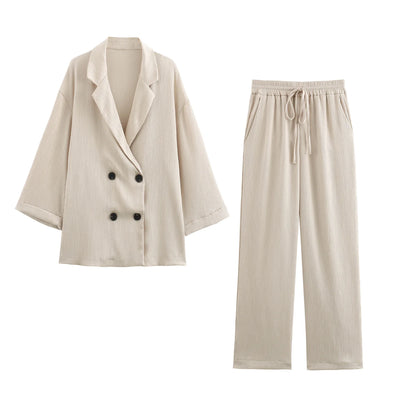 Variant image for Blazer Doppio Petto Donna | Set Pantaloni Casual Elegante-1