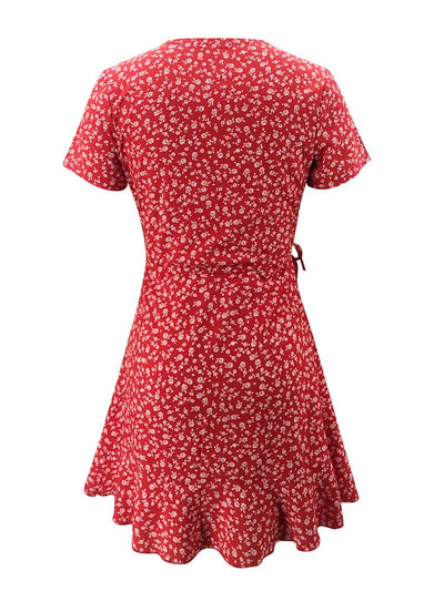 Galassia | Mini Abito Floreale Elegante con Scollo a V e Design A-Line-5