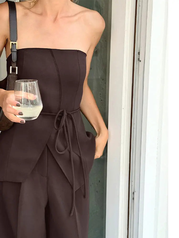 Pantaloni Eleganti Neri Donna | Pantaloni Palazzo a Gamba Larga-5
