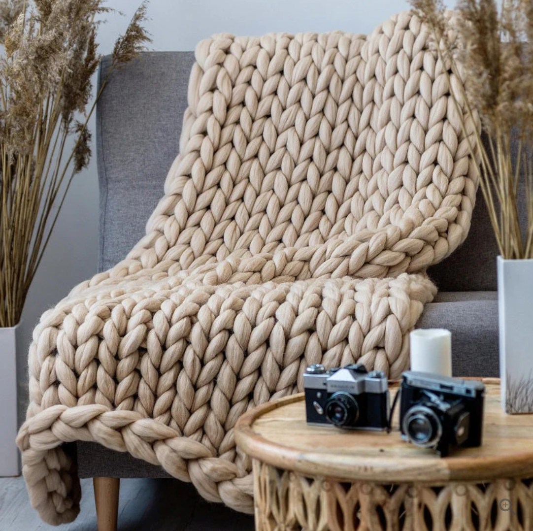 CozyCraft | Coperta in lana merino lavorata a mano