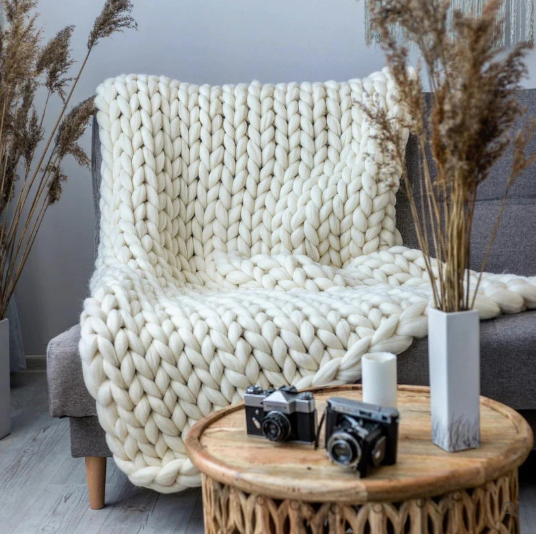 CozyCraft | Coperta in lana merino lavorata a mano